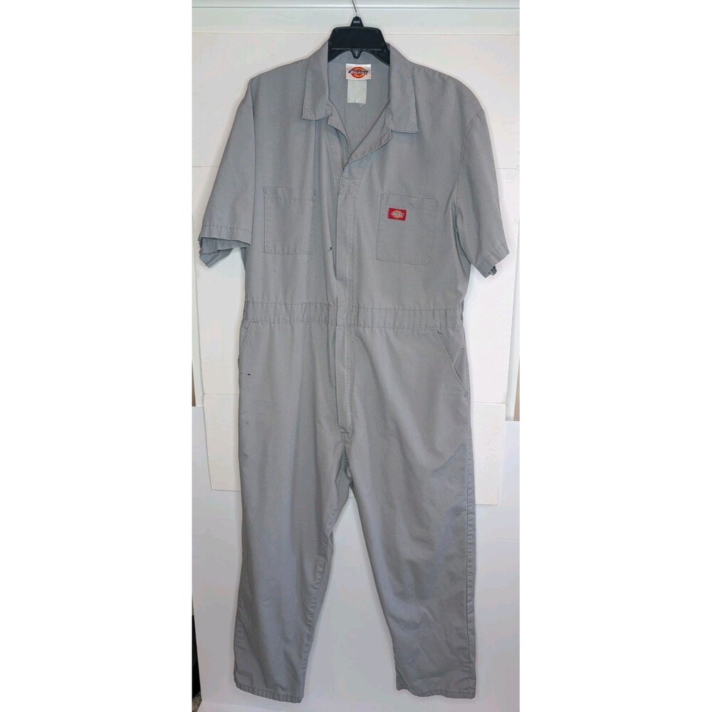Dickies Coveralls Paint Stained Gray Short Sleeve Mens Workwear Vintage